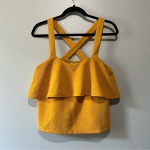 MADEWELL-NWT Cropped Flowy Top in Mustard Yellow size S